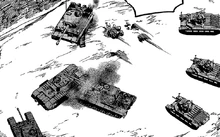 The remaining Matildas surrounding the detracked Tiger...