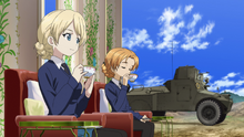 Darjeeling & Orange Pekoe watch the Ooarai vs. Anzio match.