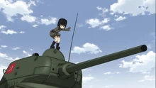 Katyusha tries to get a better view during the match.