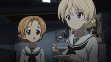 Darjeeling & Pekoe in Ooarai uniform.