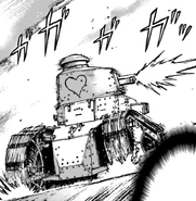 Eclair's FT-17 firing to create a smoke screen to escape Madeleine's bombardment.