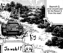 Leila trying to flank Miho and Koume.