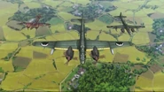 Judges' aicraft: a Mitsubishi Ki-46-III Kai and two Yokosuka P1Y2-S Gingas