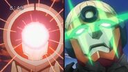 Lagann about to combine Gurren before Enki blast 