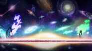 The Granzeboma and Tengen Toppa Gurren Lagann on top of a galaxy