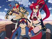 Kamina, Simon, and Yoko in Tengen Toppa Gurren Lagann Ore no Gurren wa Pikka Pika!! (3)