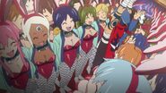 Kamina and Simon greeted by the Bunny Girls