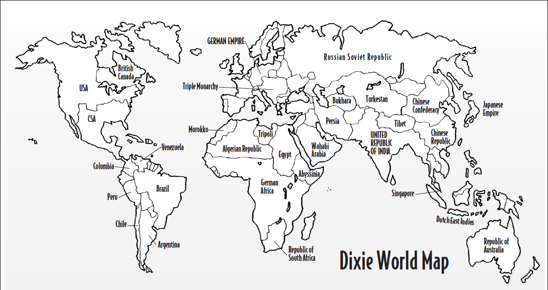 World Map with Countries - Black and White