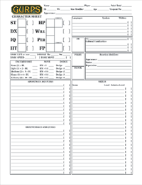 Character Sheet Gurps Wiki Fandom