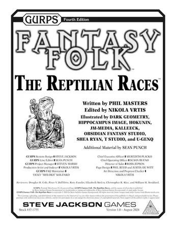 Front cover of GURPS Fantasy Folk: The Reptilian Races
