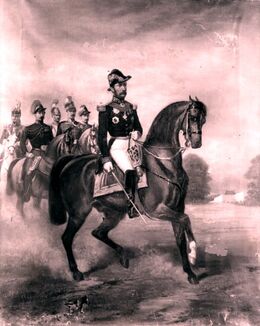 Le général-comte Armand d'Allonville et son état-major. Derrière lui, à gauche, Ernest de Rambaud, polytechnicien, son aide de camp et cousin par alliance.