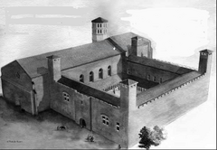 L’abbaye de Lézat, d'abord monastère fortifié, reconstituée (source : HdC, n°1, 2006), fondée par Antoine de Béziers.