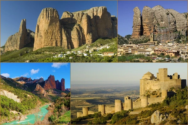 Les environs d'Ayerbe : les Riglos, le Gallego et le château de Loarre.