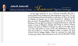 Les origines des  sont illustres remarque John Robert "Jay" Ashcroft, secrétaire d'État du Missouri.