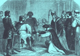 Le Pape Grégoire III présente à Charles Martel les clés du Saint-Sépulcre.