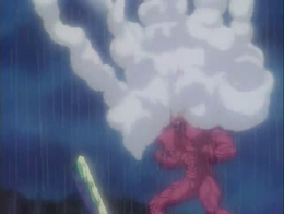 Gaster firing all of his Liquid Missiles at Guyver III