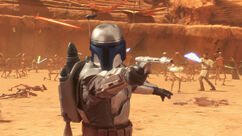 Jango Fett w czasie bitwy na Geonosis