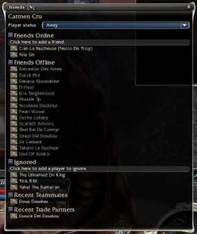Friends List Window.