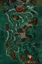 Map of the Gyala Hatchery explorable area.