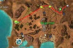Quest path including popup spots 1, 2 and 3