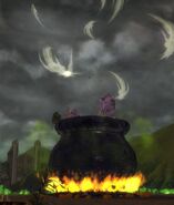 A cauldron replaces the fountain in the center of Lion's Arch