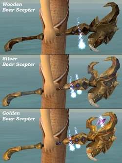 A comparison between the ,  and Golden Boar scepters.