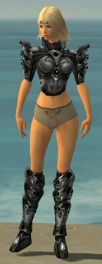 Warrior Obsidian Armor F gray chest feet front