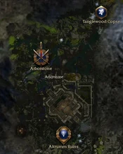 Map of the Arborstone explorable area.