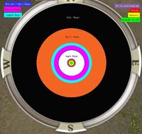 A color-coded view of ranges on the in game compass