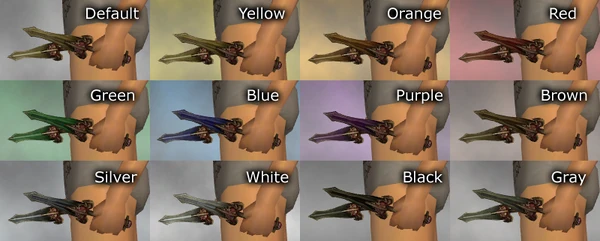 Bronze Daggers dye chart