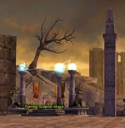 An Obelisk at the , guarded by a 