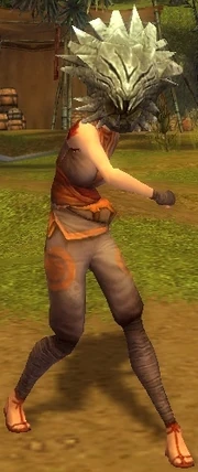 A Canthan actress playing the part of a Lesser Grasp during a  reenactment.