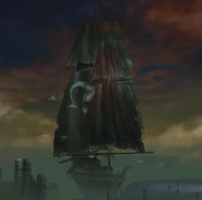 A pirate ship docked in Droknar's forge