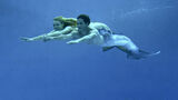 Zac and Lyla swimming together