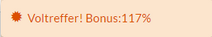 A light orange notification bubble displays the starburst icon for a critical hit, followed by the message "Critical Hit! Bonus: 136%"