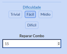 Dificuldade e Reparar Combo