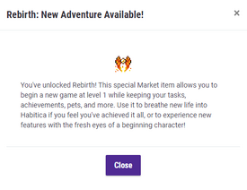 Orb of Rebirth unlock pop-up