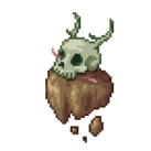 A skull creature rising from the earth.