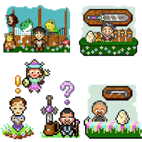 Habitica NPCs dressed up for Spring Fling.