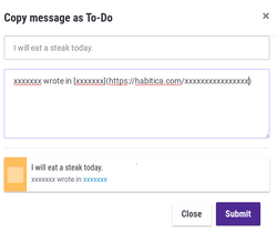 Dialog box to create To-Do from chat message