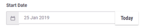 The start date option, which is a date picker widget.