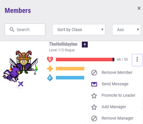 Group Member Admin Menu