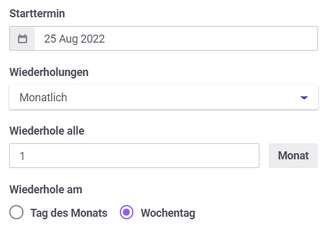 Dailies Repeatable Monthly by Weekday DE