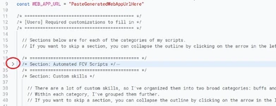 The section of code is now collapsed.