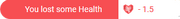 A pale red bubble displays a heart for health, followed by the words - 1.9 HP