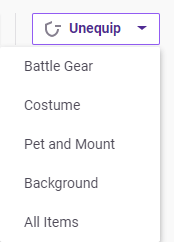 The unequip dropdown.