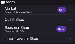 App iOS sections shops