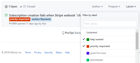 有多种标签筛选器的GitHub问题列表