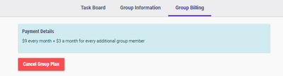 Group plan payment details