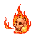 A cackling, flaming skull-creature.